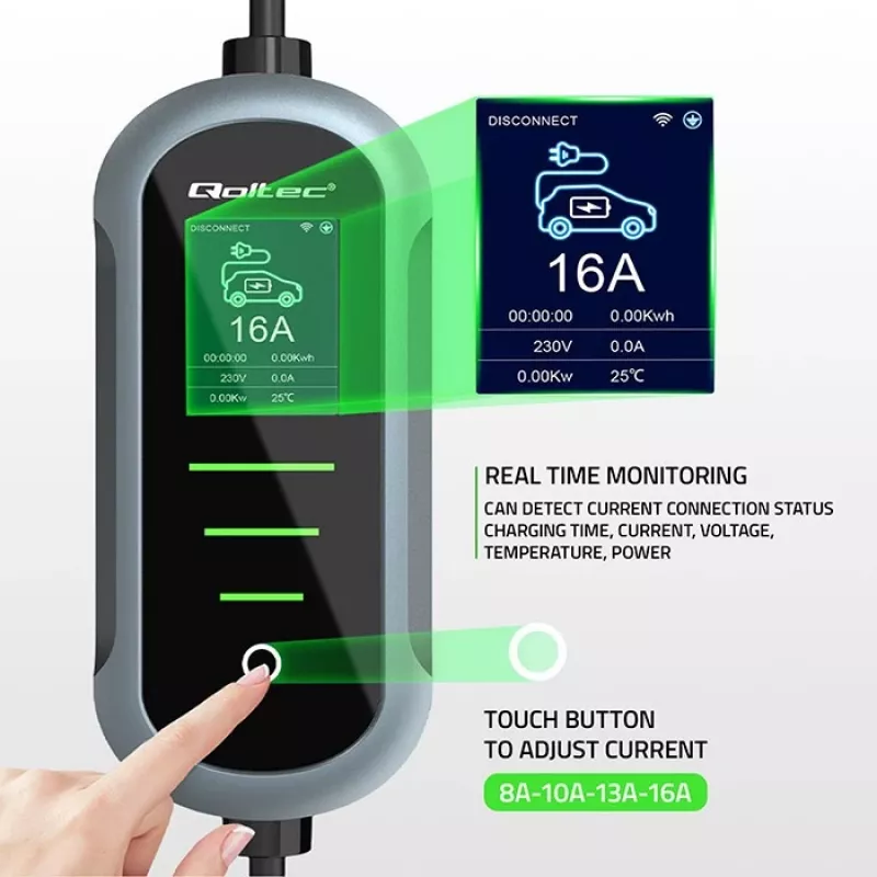 Elektroauto lādētājs QOLTEC 11 kW 400 V CEE 16 A ar WiFi
