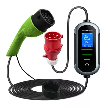 QOLTEC 52721 elektroauto sienas lādētājs 7 kW 230V CEE 32A ar Wi-Fi un LCD