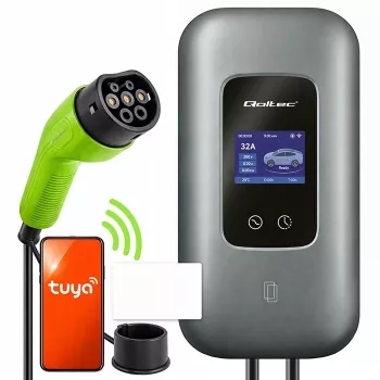 EV uzlādes stacija QOLTEC 3-fāžu 22 kW 32 A ar WiFi (modelis 52723)
