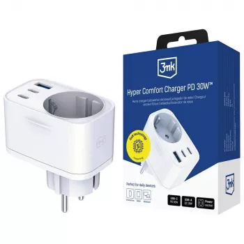 3MK Comfort Charger GaN 30W Balts – USB tīkla adapteris, 30W GaN izeja