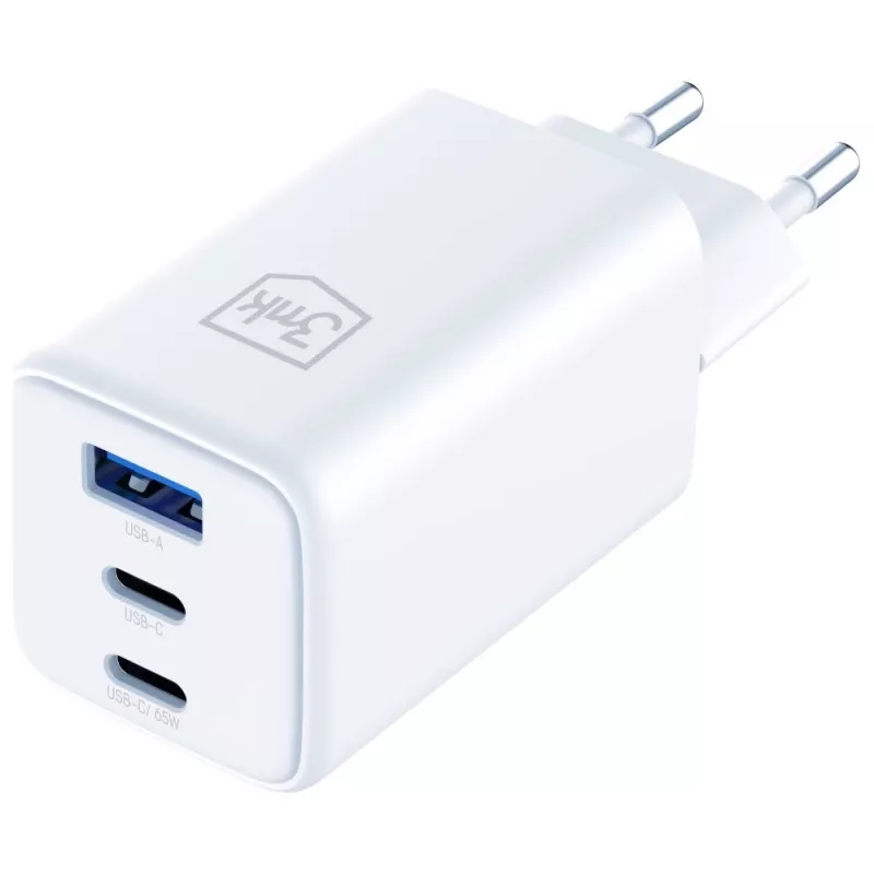 3MK Hyper GaN 65W QC4+ lādētājs — USB GaN ātrais lādētājs 65W ar QC4+ atbalstu
