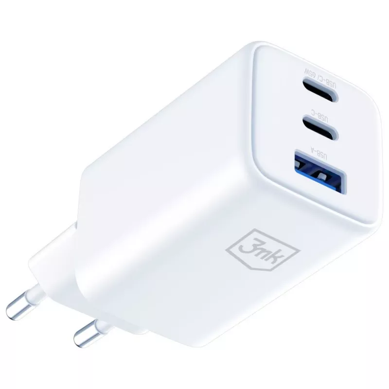 3MK Hyper GaN 65W QC4+ lādētājs — USB GaN ātrais lādētājs 65W ar QC4+ atbalstu