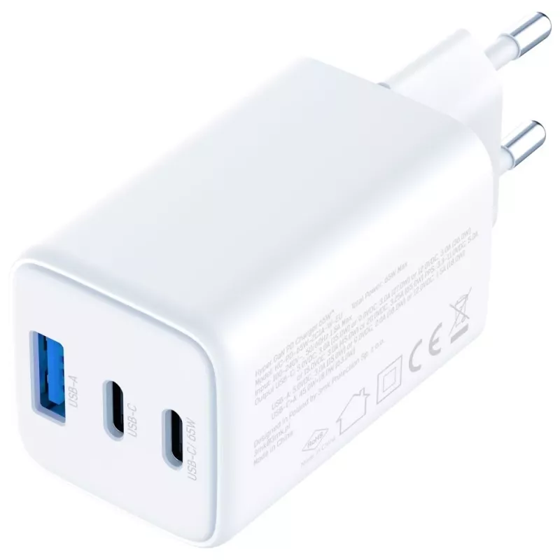 3MK Hyper GaN 65W QC4+ lādētājs — USB GaN ātrais lādētājs 65W ar QC4+ atbalstu