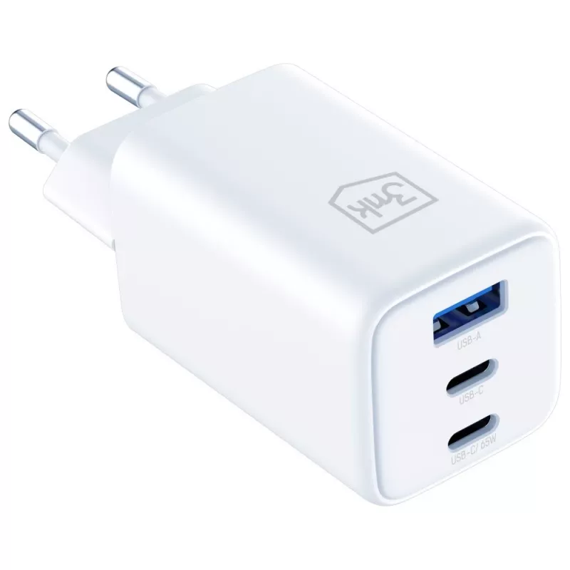 3MK Hyper GaN 65W QC4+ lādētājs — USB GaN ātrais lādētājs 65W ar QC4+ atbalstu