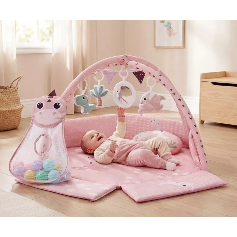 Izglītojošs rotaļu paklājiņš Dino Pink TinyMini rozā