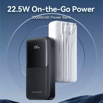 Power Bank USB 20000mAh 22.5W Melns FHPB0 Vention