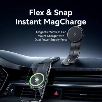 Mobilā lādētājs automašīnai MAGNETISKS/BEZVADU Melns KSJB0 Vention