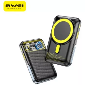 Powerbank Awei PA-10 10000mAh ar bezvadu uzlādi un statīvu Melns