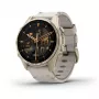 Viedpulkstenis GARMIN Fenix 8 43 mm, 1,3 collu AMOLED 416×416, skārienekrāns, Wi‑Fi, GPS, 32 GB, zelta korpuss, pelēka ādas siksniņa