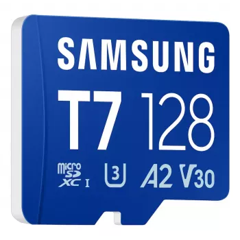 MicroSDXC atmiņas karte Samsung T7 128 GB UHS-I U3 V30 170 MB/s Zila