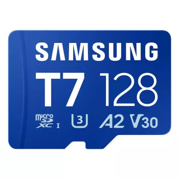 MicroSDXC atmiņas karte Samsung T7 128 GB UHS-I U3 V30 170 MB/s Zila