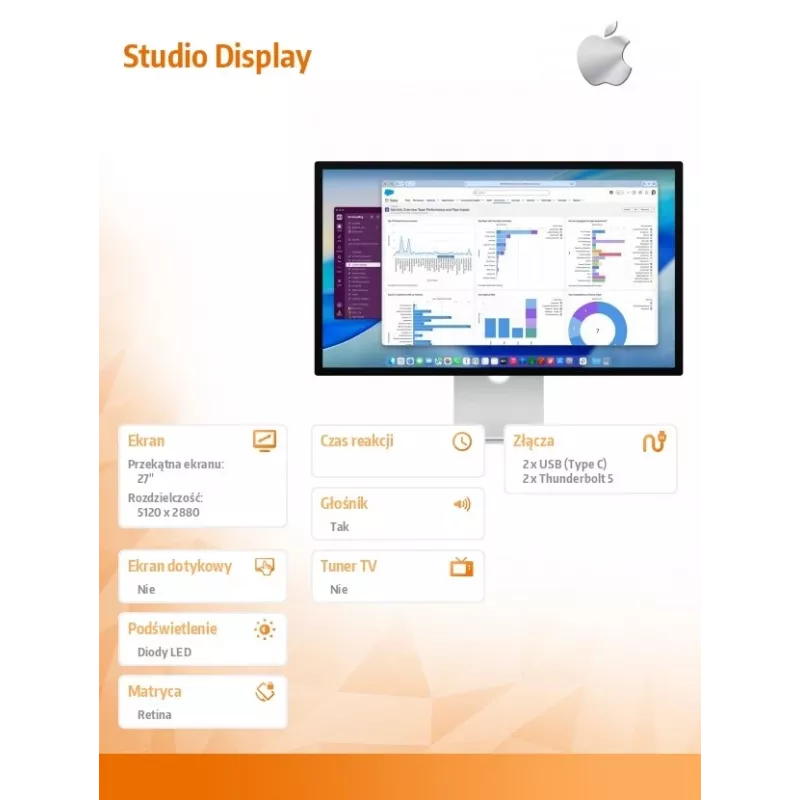 Apple Studio Display (Standard stikls) ar regulējamu augstumu un slīpumu statīvu