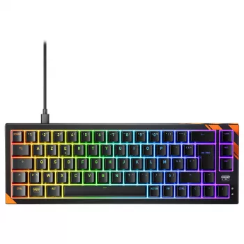 Mehāniskā spēļu tastatūra Cherry K5 PRO TMR COMPACT — 65% AZERTY, USB vads, RGB fona apgaismojums, Melns/Oranžs
