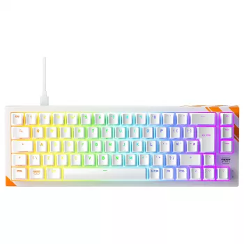 Mehāniskā spēļu tastatūra Cherry K5 Pro TMR Compact — 65% QWERTY USB vadu, RGB, magnētiskais slēdzis, oranža/balta