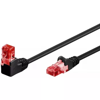 GOOBAY Cat6 tīkla vads 0,25 m, U/UTP, RJ-45 līdz RJ-45, 90° leņķa, melns