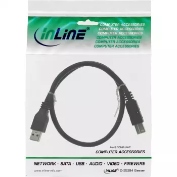 InLine USB 3.2 Gen.1 kabelis A tipa vīrišķais uz B tipa vīrišķais, 5 Gbit/s, 1,5 m, melns