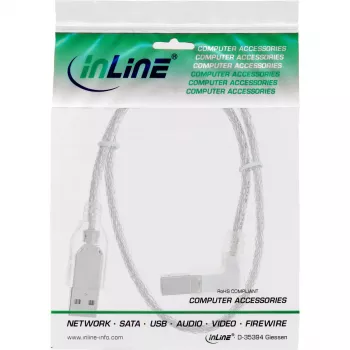 USB 2.0 kabelis InLine A (taisnleņķa) uz B vīrišķais, 0,3 m, caurspīdīgs