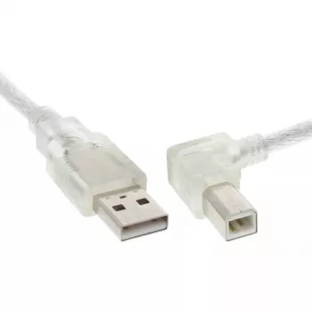 USB 2.0 kabelis InLine A (taisnleņķa) uz B vīrišķais, 0,3 m, caurspīdīgs