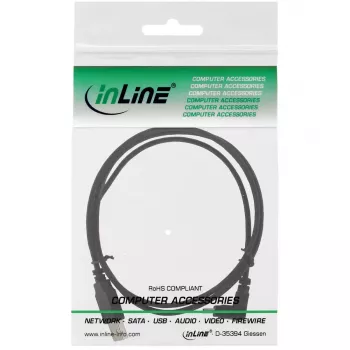 USB Type A vīriešu / Mini-USB vīriešu 5 kontaktu lejupvērsts 90° melns 0.3m InLine 34203