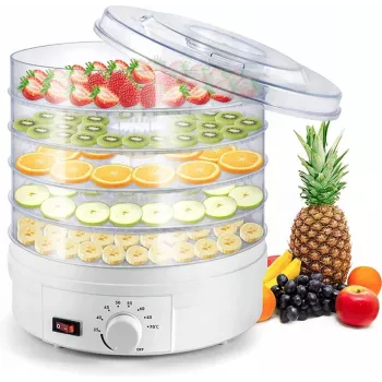 Extralink Home Liela žāvētāja sēnēm, augļiem, dārzeņiem un garšaugiem Powerful Pro 500W + 5 paplātes 27cm Balta