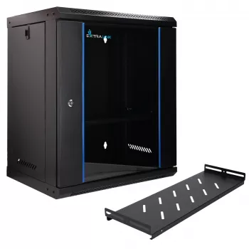 Extralink Lite 12U 530x400 sienas skapis melns ar plauktu