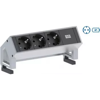 BACHMANN DESK2 1x Zemējuma Kontaktdakša 1xUSB Lādētājs Nerūsējošais Tērauds (902.5712)