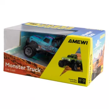 RC Monster Truck Amewi DieCast 1:64 RTR Zils – lieta metāla 1:64 mērogs, gatavs braukšanai
