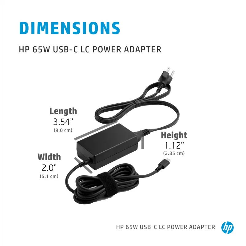 HP 65W USB-C LC barošanas adapteris iekštelpām klēpjdatoram melns