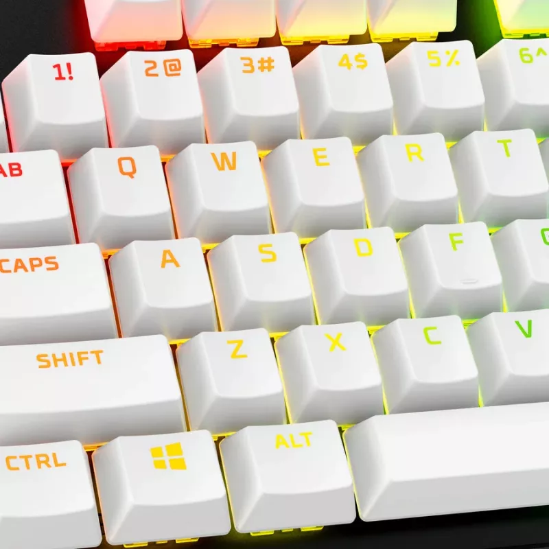 HP HyperX pilns taustiņu komplekts, balts, PBT, ar gaismas caurlaidību