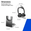 HP Poly Voyager Focus 2-M USB-C-C austiņas ar uzlādes staciju un USB-C/A adapteri, Poly+ 3 gadi