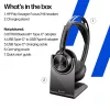 HP Poly Voyager Focus 2-M USB-C-C austiņas ar uzlādes staciju un USB-C/A adapteri, Poly+ 3 gadi
