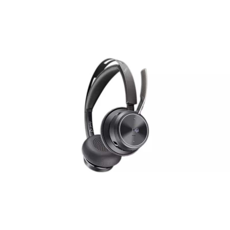 HP Poly Voyager Focus 2-M USB-C-C austiņas ar uzlādes staciju un USB-C/A adapteri, Poly+ 3 gadi