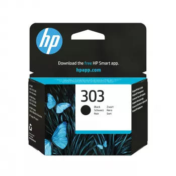 HP 303 Black Original Ink Cartridge, standarta, melna, pigmenta tinte, 1 gab., 200 lapas, viens iepakojums