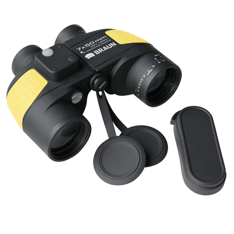 Braun Marine Binoculars binoklis BaK-4 Porro melns, dzeltens