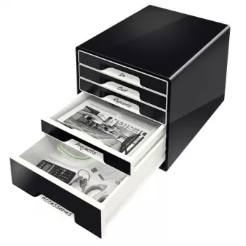 Leitz Desk Cube 5 atvilktņu kaste, melna