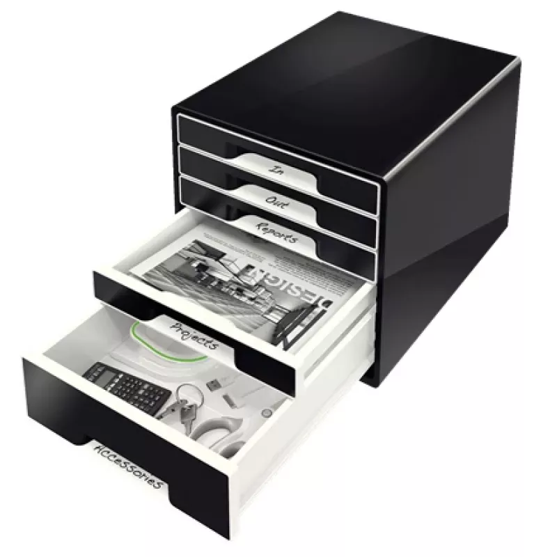 Leitz Desk Cube 5 atvilktņu kaste, melna