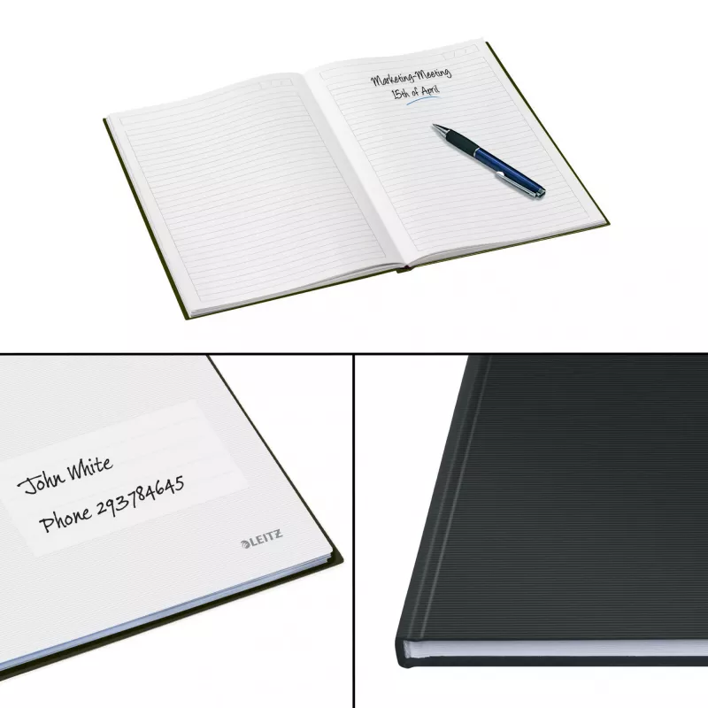 Leitz Notebook Solid cietie vāki A5 līnijots 90 g 80 lapas, Melns