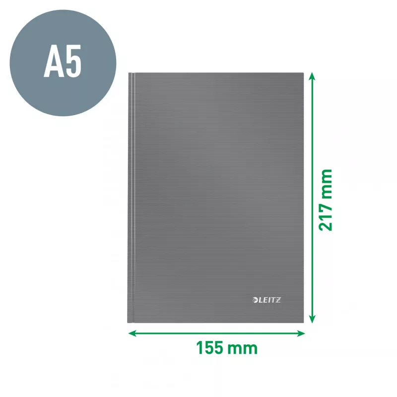 Leitz Notebook Solid cietie vāki A5 līnijots 90 g 80 lapas, Melns