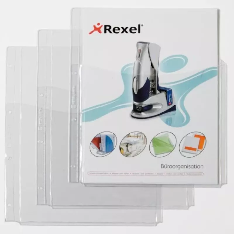 Rexel papīra kabata ar priekšējo kabatiņu, 210 x 297 mm (A4), caurspīdīga, PVC, 0,18 mm, 220 mm, 318 mm
