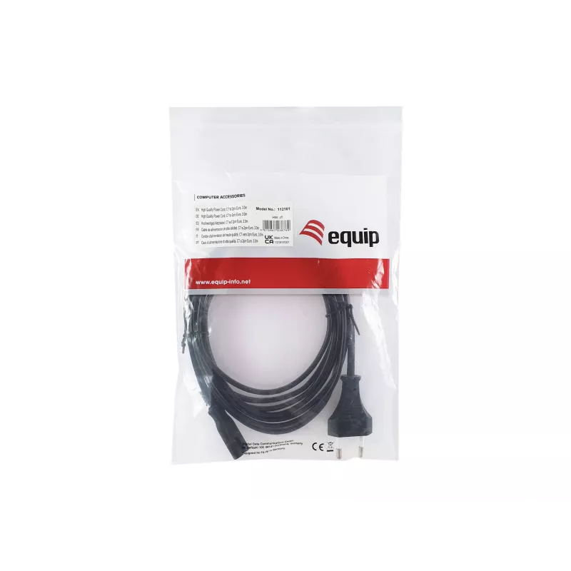 Equip augstas kvalitātes strāvas vads, C7 uz 2-pin Euro, 3,0 m