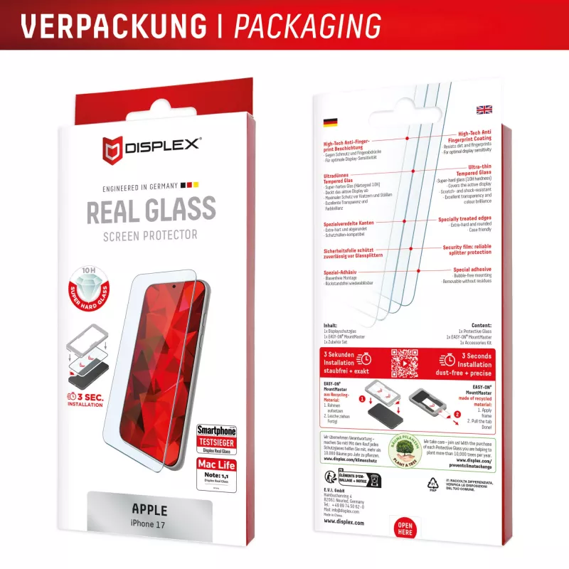 Displex Aizsargstikls (10H) Apple iPhone 17, pret skrāpējumiem