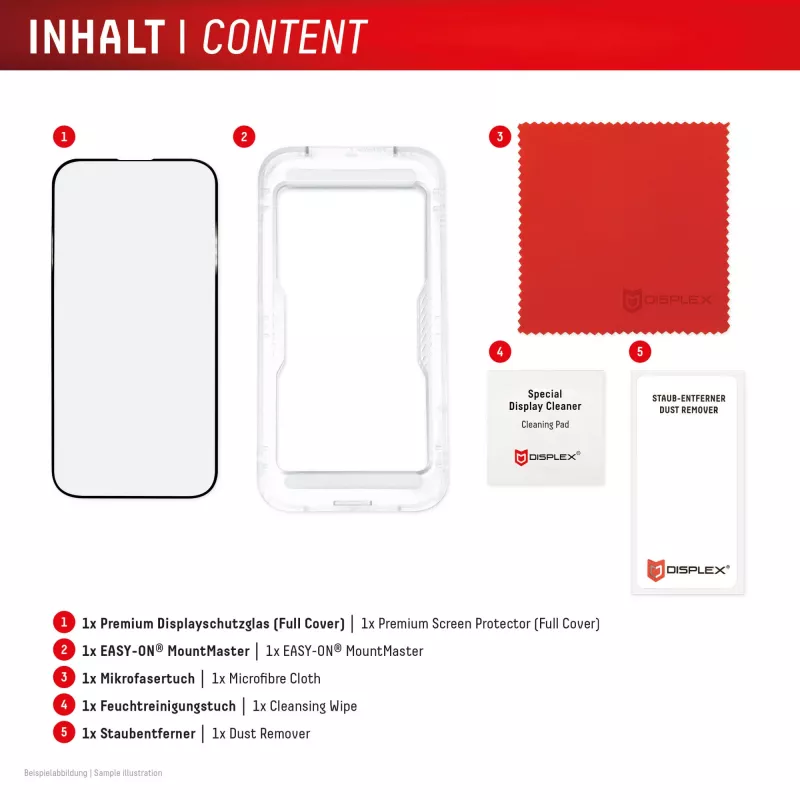 Displex iPhone 17 Pro Premium ekrāna aizsargs ar Mount Master — caurspīdīgs/melns