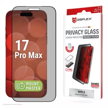 Privātuma rūdīta stikla aizsargs e.v.i. Displex (10H) Apple iPhone 17 Pro Max, privātuma filtrs