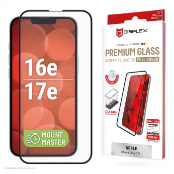 Tempered Glass Screen Protector e.v.i. Displex Premium (Full Cover, 10H) Apple iPhone 16e/17e