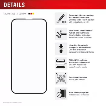 Tempered Glass Screen Protector e.v.i. Displex Premium (Full Cover, 10H) Apple iPhone 16e/17e