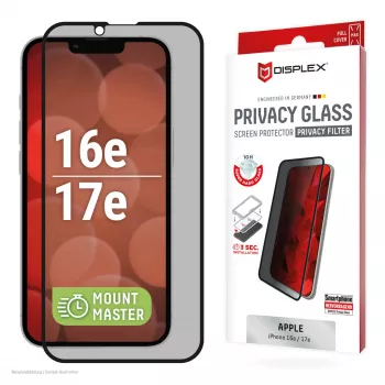Privātuma rūdīta stikla aizsargs e.v.i. Displex (10H) Apple iPhone 16e/17e ar privātuma filtru, triecienizturīgs