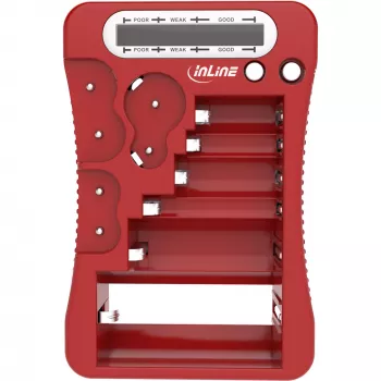 InLine 01285R bateriju testeris ar LCD displeju