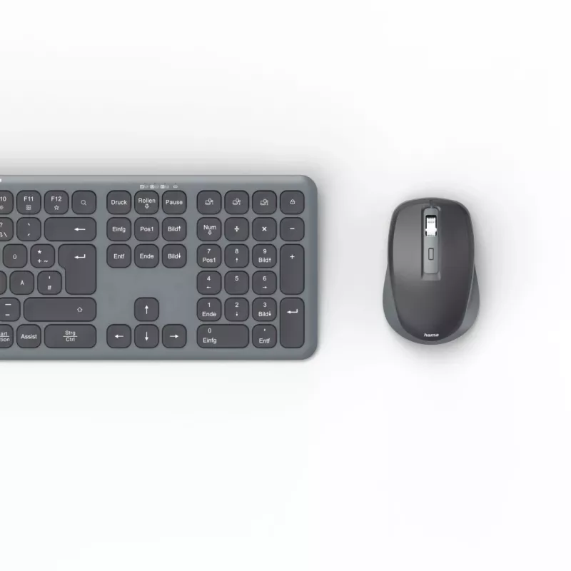 Hama WKM-550 bezvadu tastatūras un peles komplekts RF + Bluetooth, QWERTZ, melns