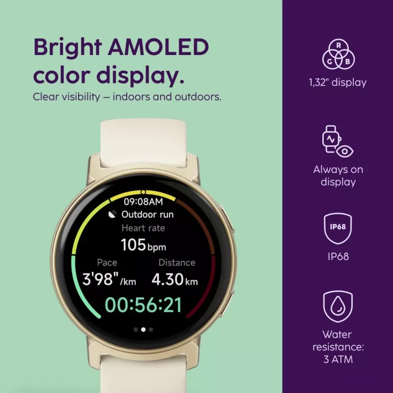 Hama Arion 1.32 collu AMOLED viedpulkstenis 43 mm zelts GPS