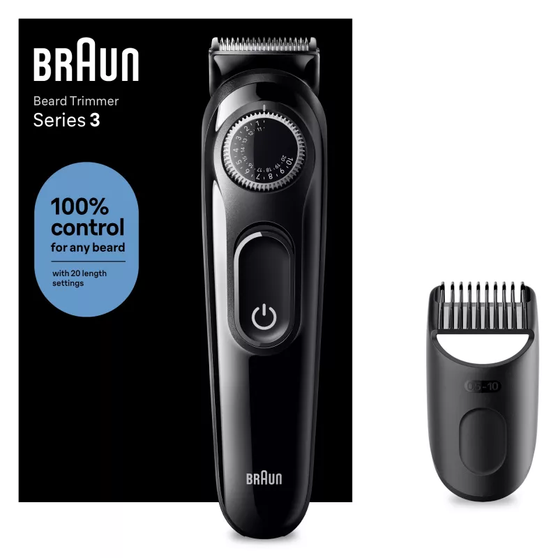 Braun BeardTrimmer 3 BT3400 Bārdas Trimeris, Mazgājams, Akumulators, Melns